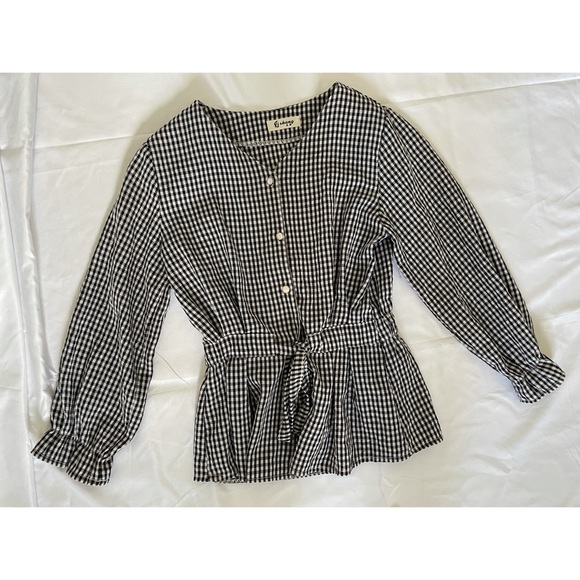 Plaid Black & White Blouse - Picture 1 of 2